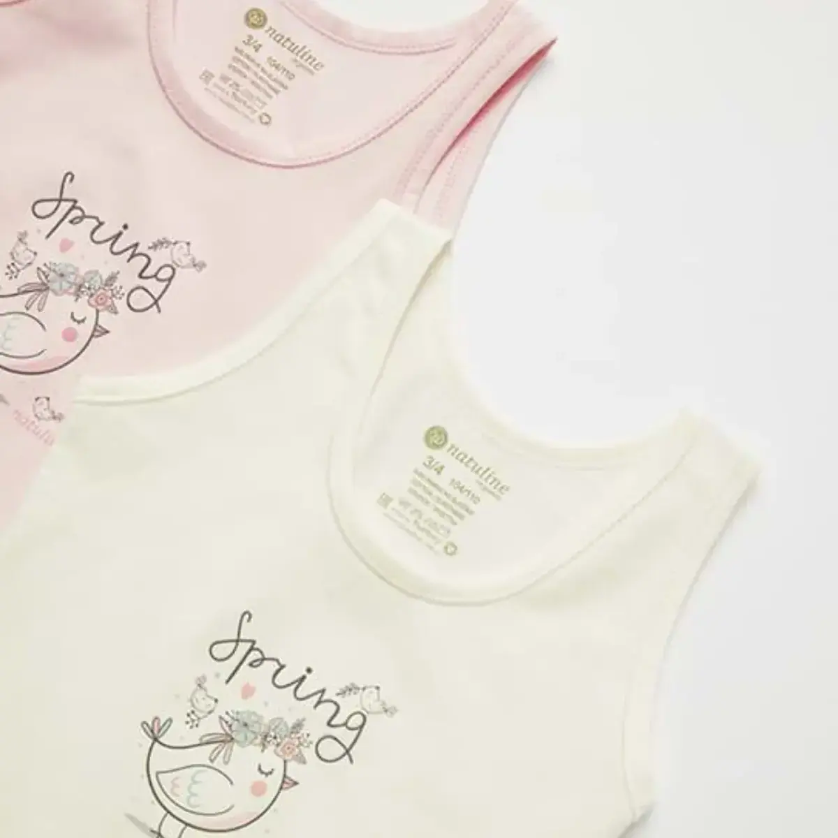 Natuline Organik Atlet Likralı Spring Bird 2li Pembe - Ekru