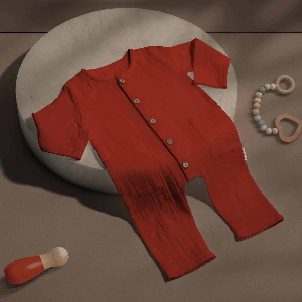 Tiffany Tulum Uzun Kol Çift Kat Müslin Kiremit Tiffany Tulum Uzun Kol Çift Kat Müslin Kiremit