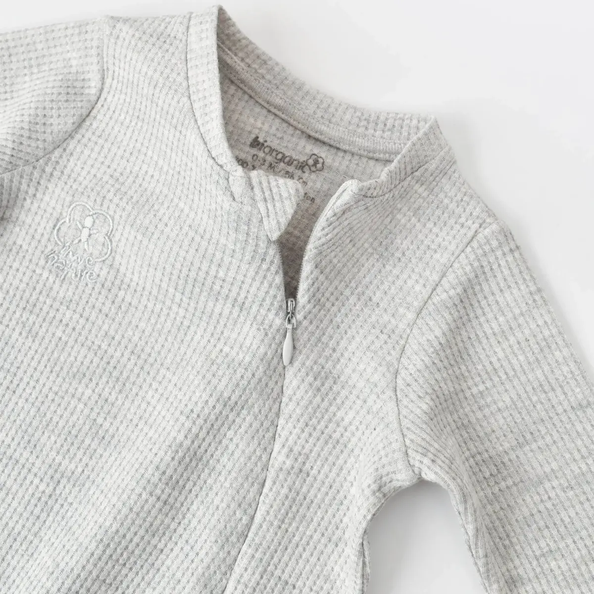 Bibaby Organik Tulum Fermuarlı Nature In Waffle Gri Melanj