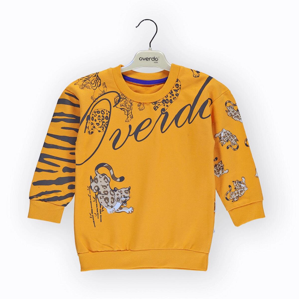 Overdo Sweatshirt Aslan Baskılı Hardal