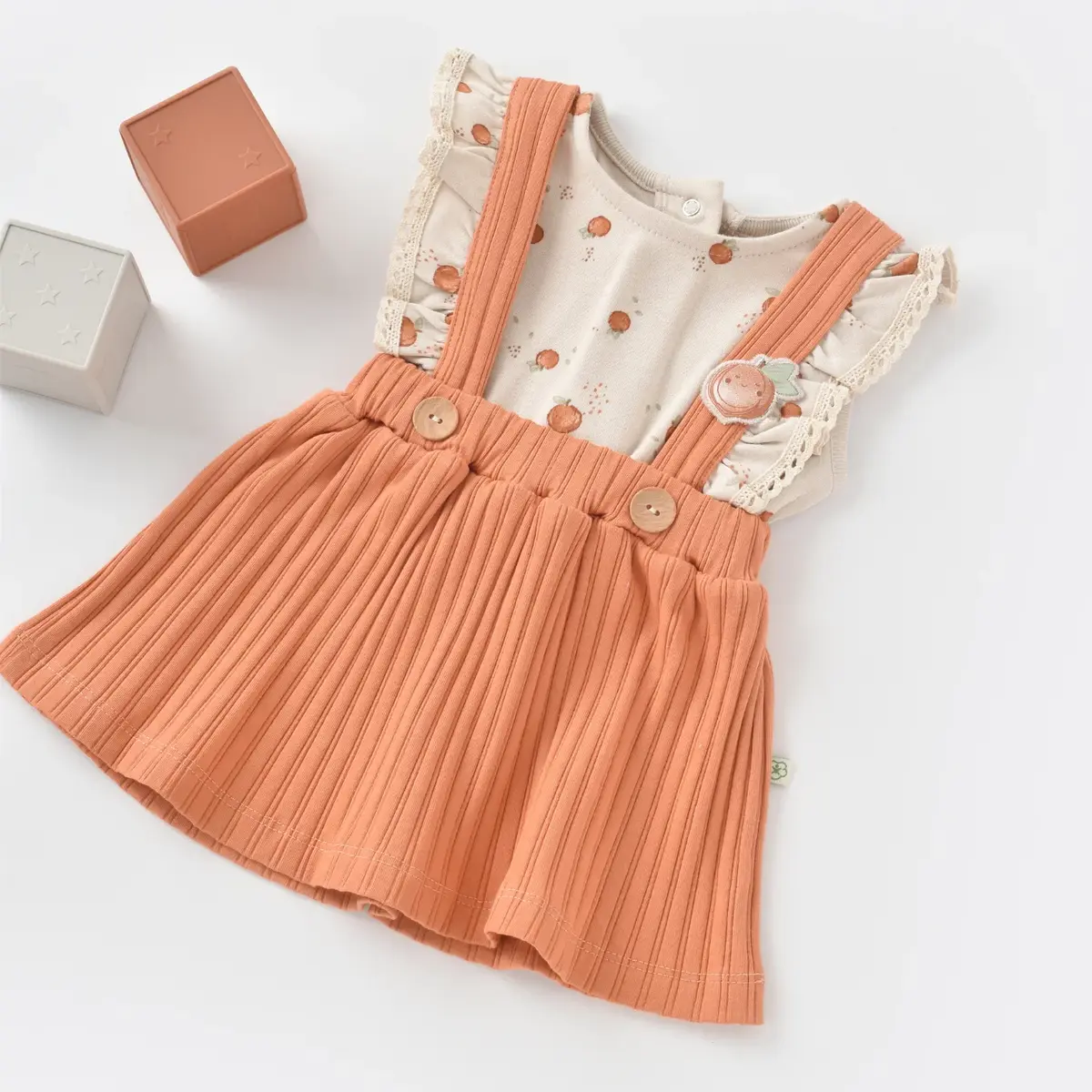 Bibaby Organik Elbise Summer Fruit Light Cream - Caramel