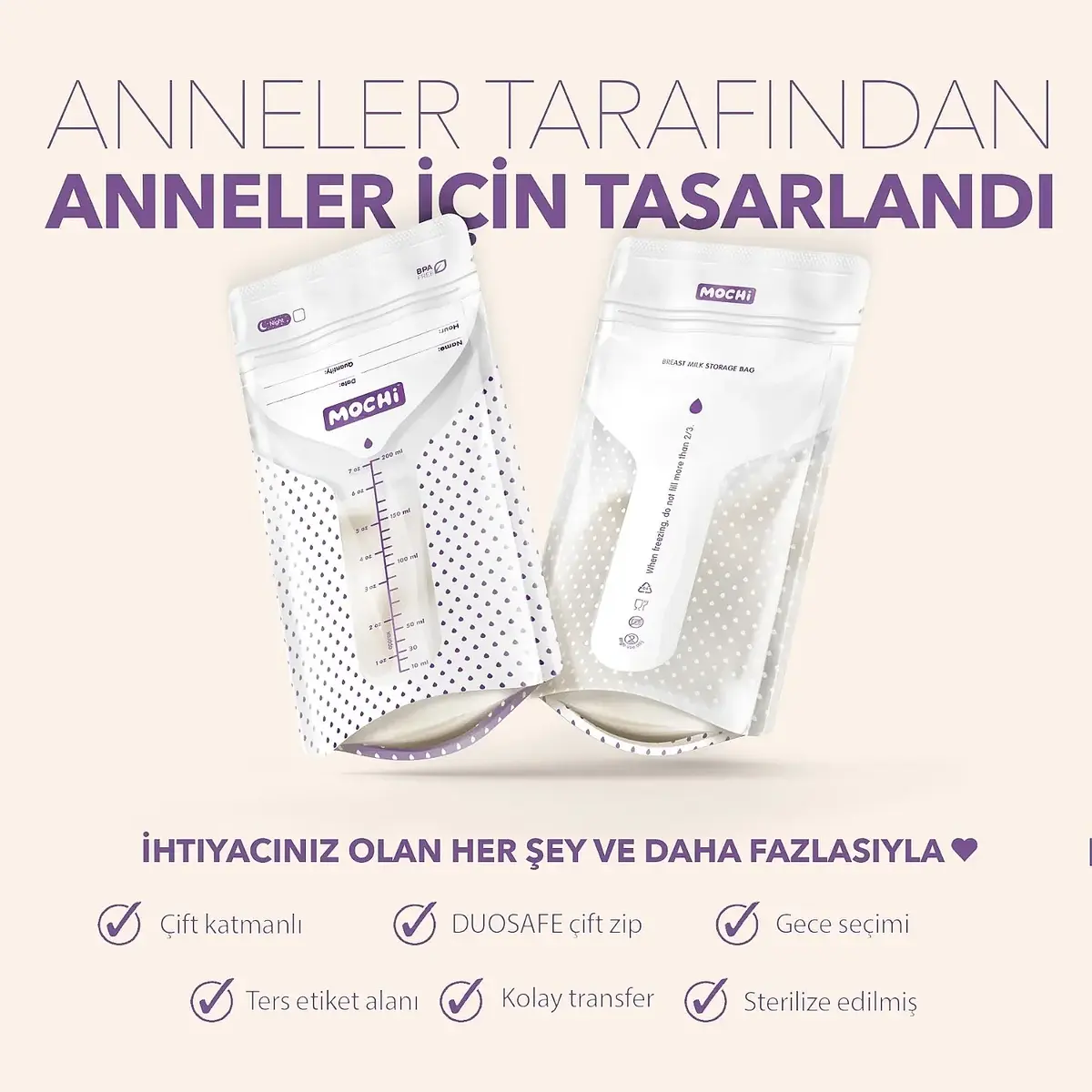 Mochi Anne Sütü Saklama Poşeti 25li
