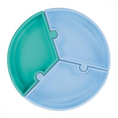 OiOi Puzzle Bebek Tabağı 6+ Ay Mineral Blue - Aqua Green