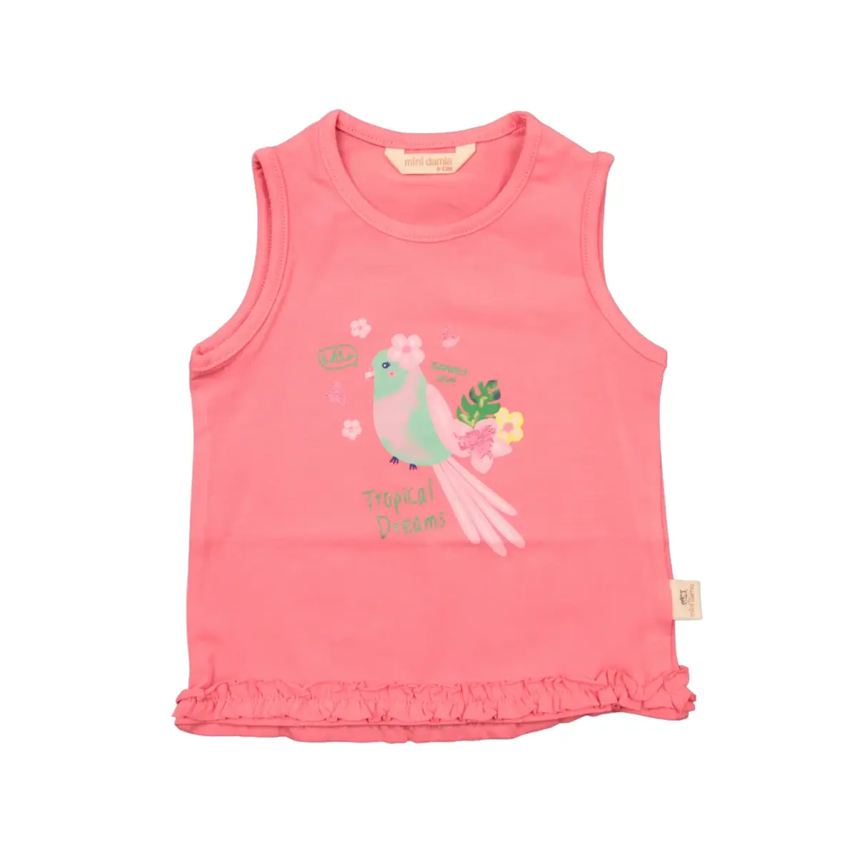 Mini Damla T-Shirt Kolsuz Tropikal Gül Kurusu Mini Damla T-Shirt Kolsuz Tropikal Gül Kurusu