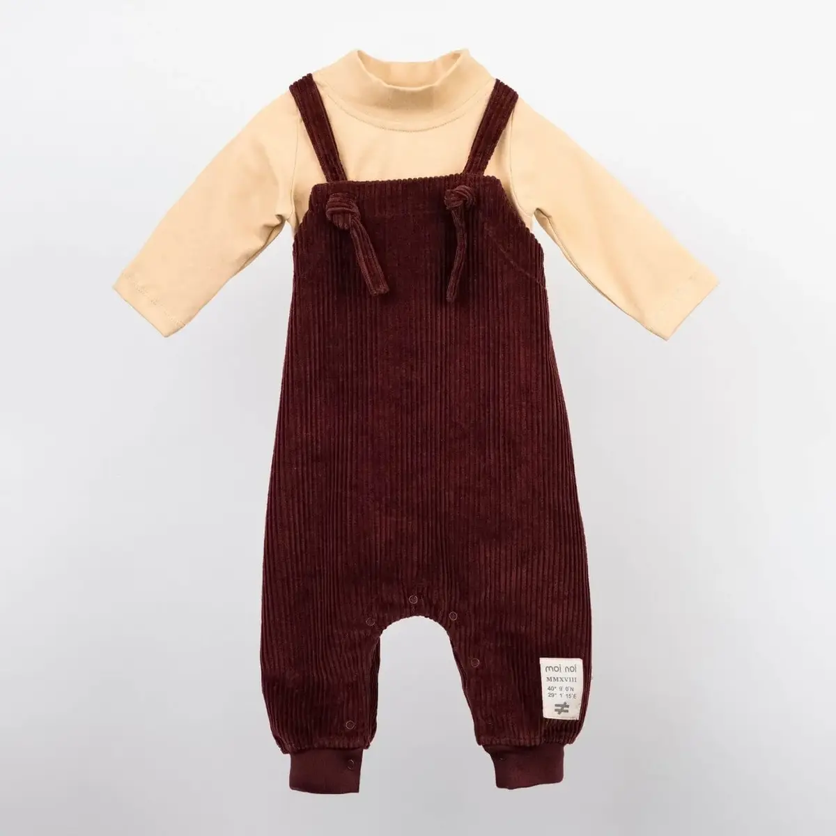 Moi Noi Salopet Kadife Bağcıklı Bordo Moi Noi Salopet Kadife Bağcıklı Bordo