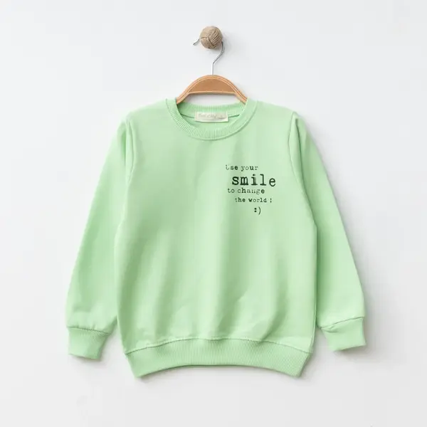 Bebolly Sweatshirt Smile Baskılı Fıstık Yeşili