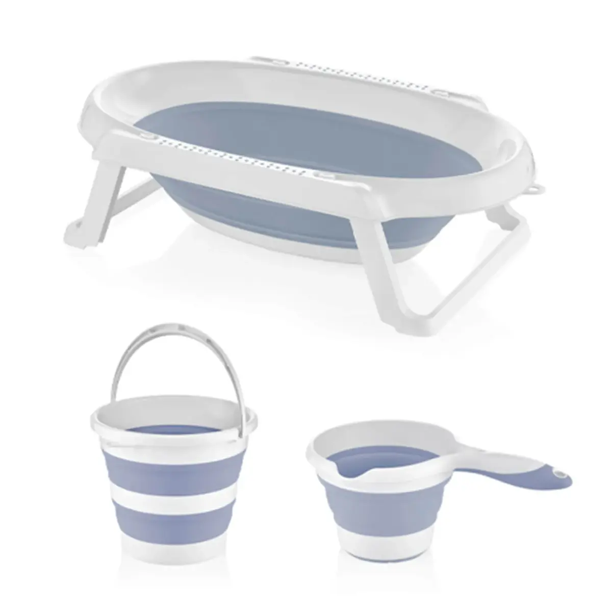 Babyjem Katlanabilen Bebek Banyo Seti 3lü Mavi Babyjem Katlanabilen Bebek Banyo Seti 3lü Mavi