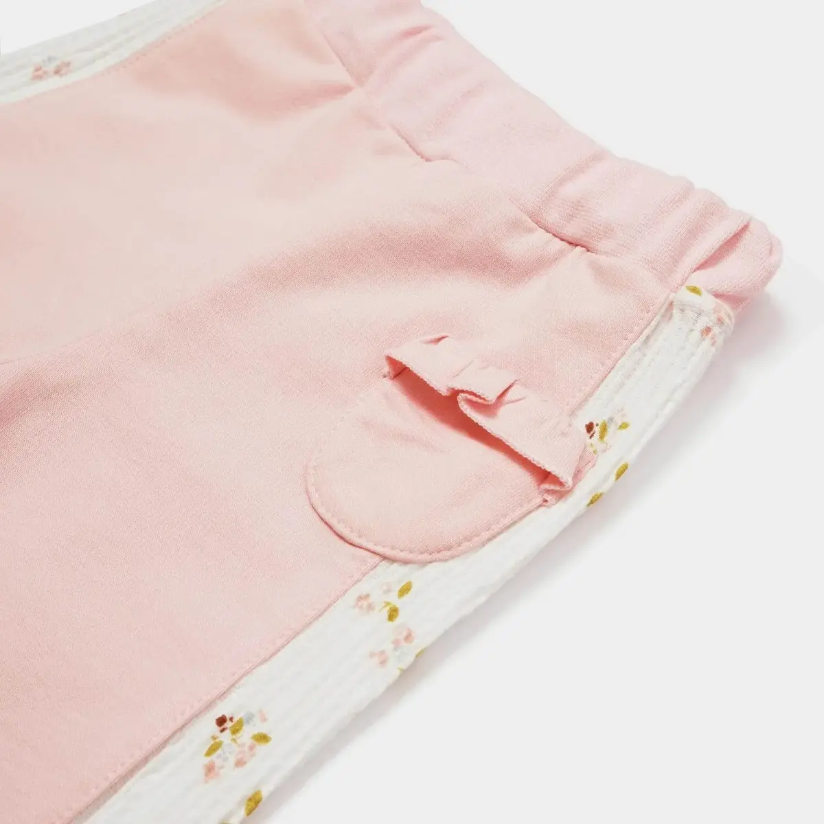 Bibaby Organik Pantolon Patiksiz The Flowers Ekru - Pembe