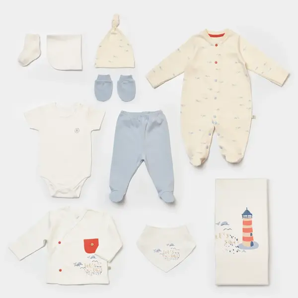 Bibaby Organik Hastane Çıkışı 10lu Sun Lets Sail Ekru - Mavi
