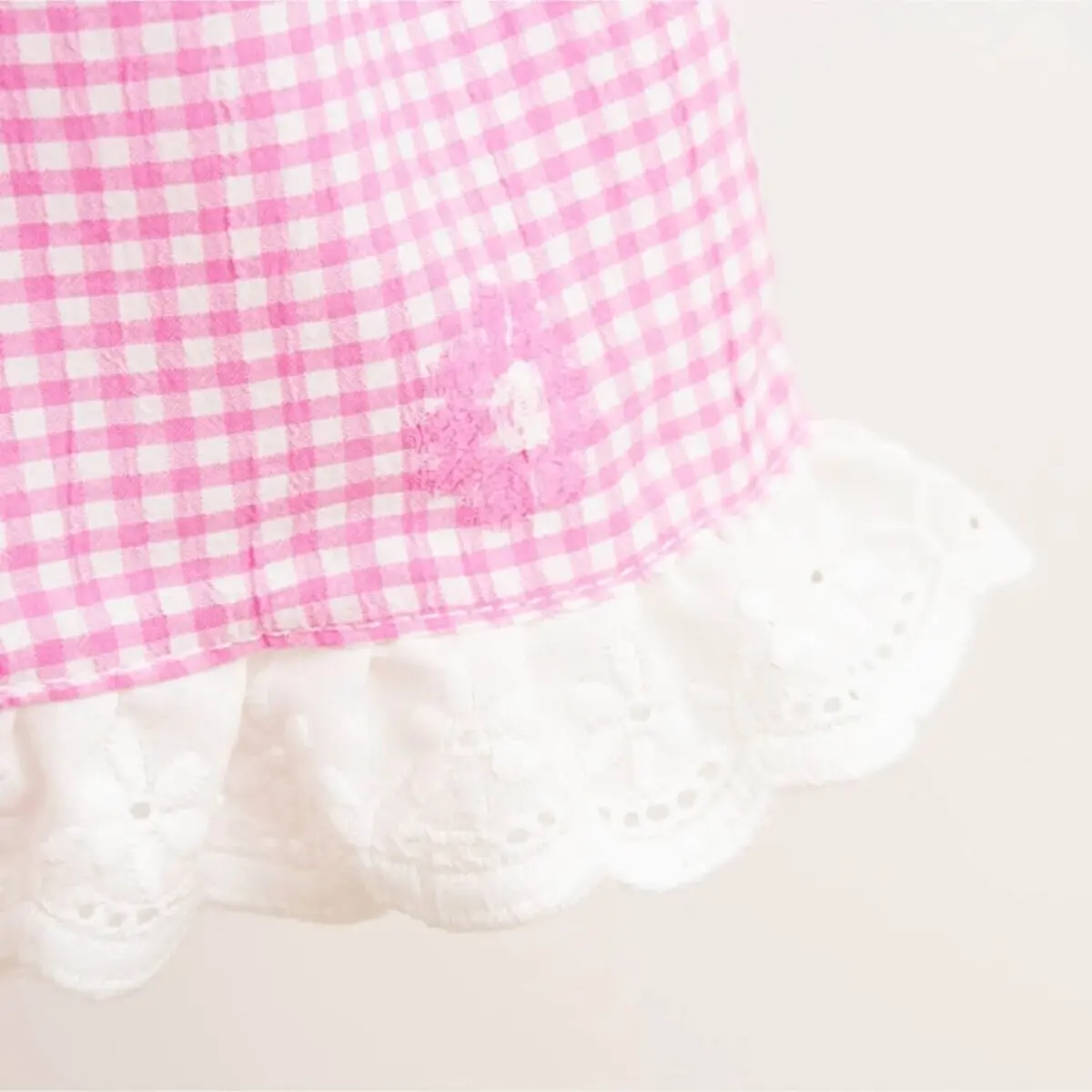 Mymio Elbise Bant Takım Çiçek Nakışlı Pembe