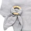 Babyjem Ahşap Diş Kaşıyıcılı Bürümcük Müslin Önlük Gri