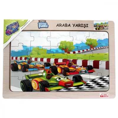 Playwood Ahşap Eğitici Puzzle Araba Yarışı