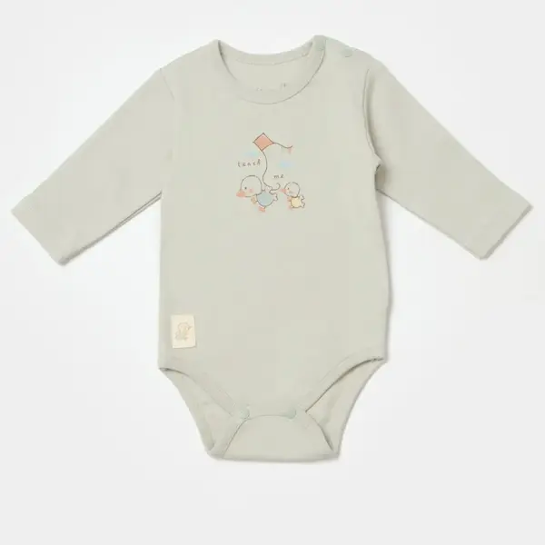 Bibaby Organik Body Uzun Kol Teach Me Kırmızı - Kahverengi - Mint
