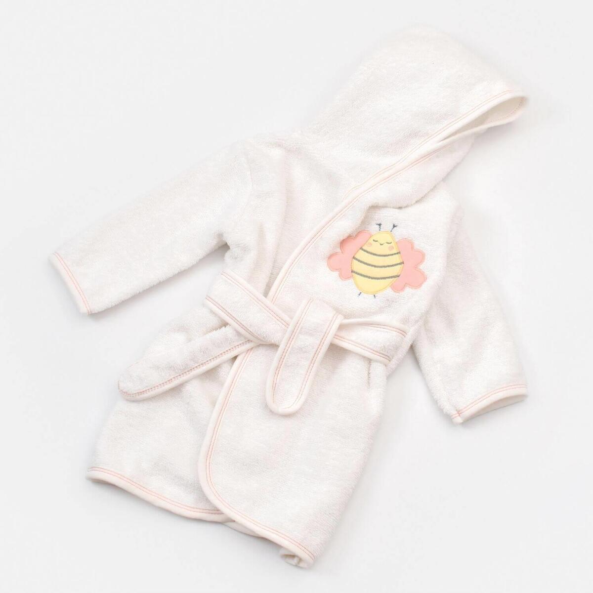 Bibaby Bornoz Terlik Takım Happy Bee Ekru - Pembe