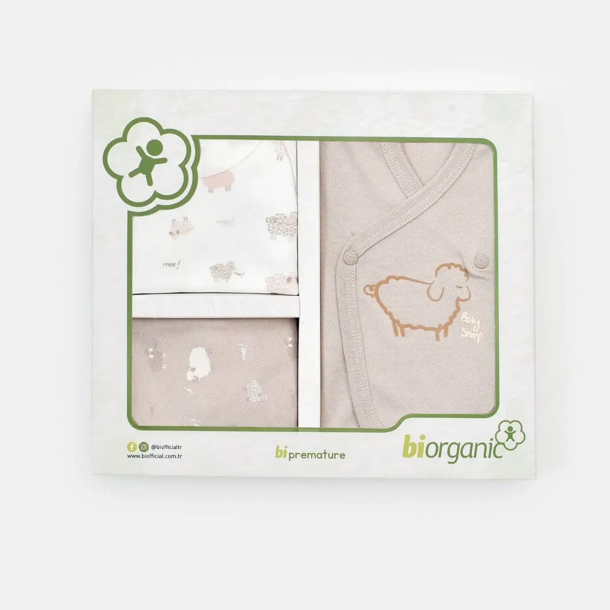 Bibaby Organik Zıbın Takımı Curly Sheep Prematüre Bej