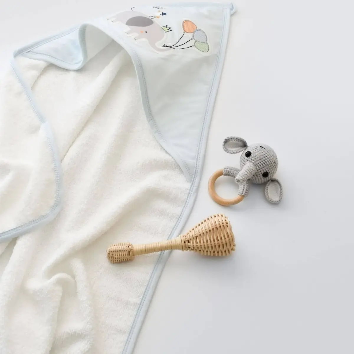 Bibaby Havlu Flying Elephant Ekru - Mavi