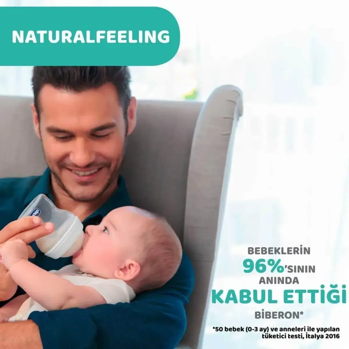 Chicco Natural Feeling Silikon Emzikli Cam Biberon Desenli 150 ml 0+ Ay Yeni