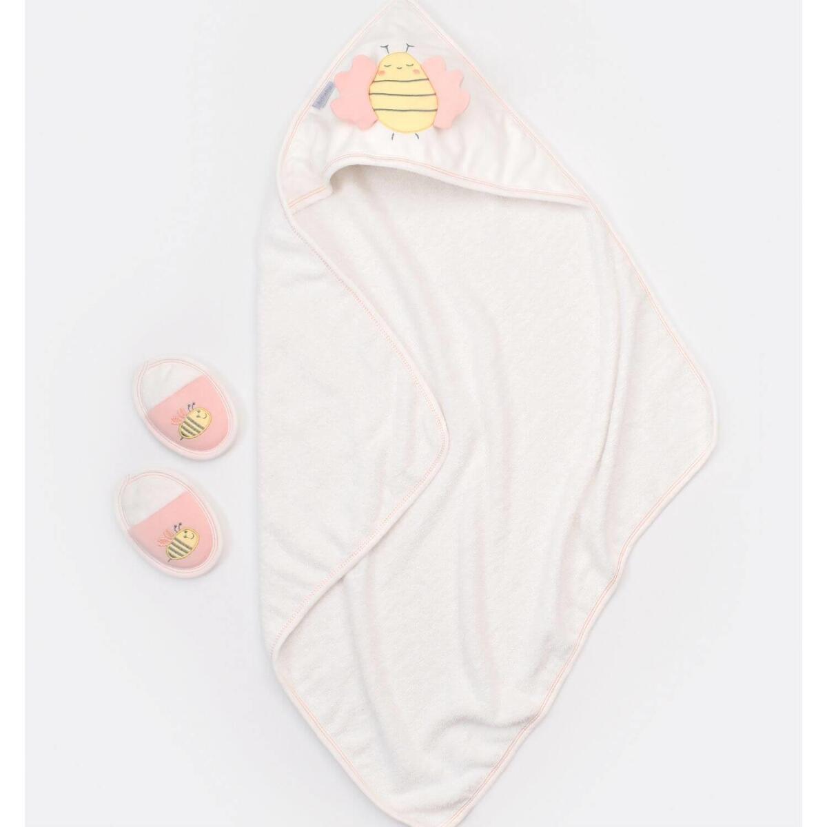 Bibaby Bornoz Takımı Happy Bee Ekru - Pembe