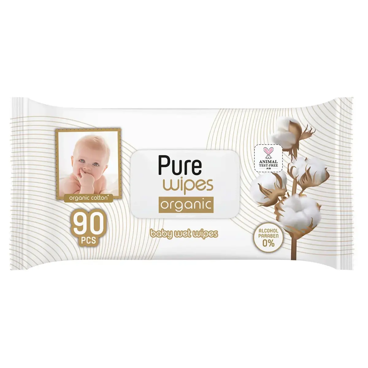 Pure Baby Organik Pamuklu Bebek Islak Havlu 90lı