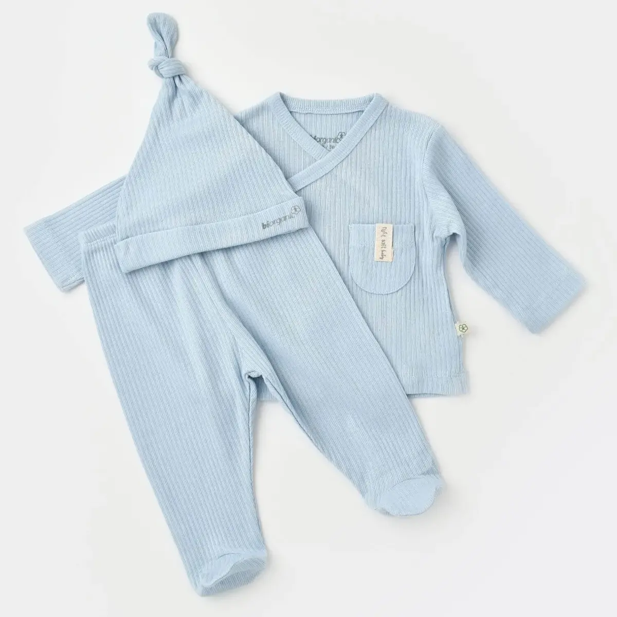Bibaby Organik Zıbın Takımı 3lü Soft Modal Mavi