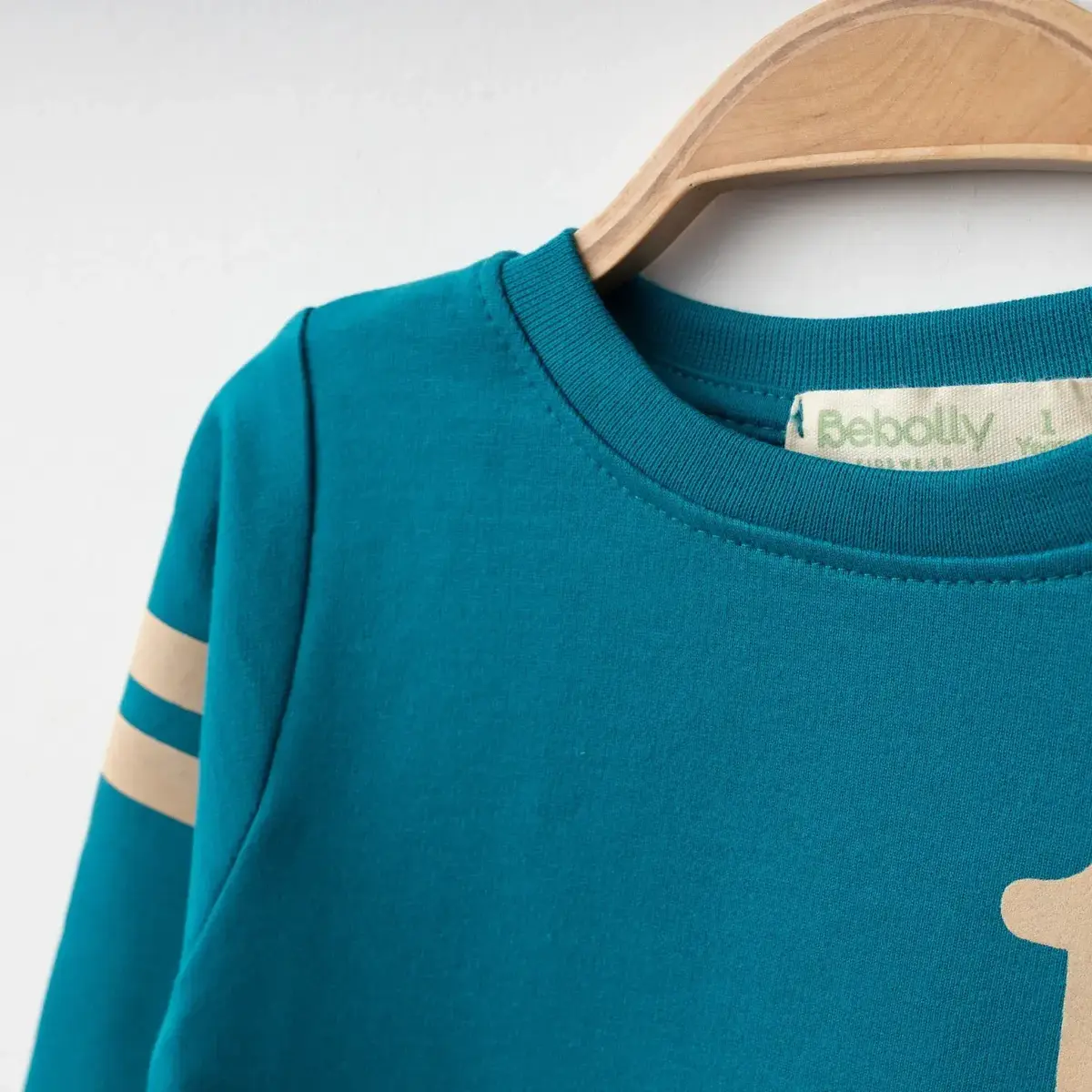 Bebolly Sweatshirt 1952 Baskılı Turkuaz