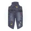 Overdo Salopet Kedi Nakışlı Mavi Denim