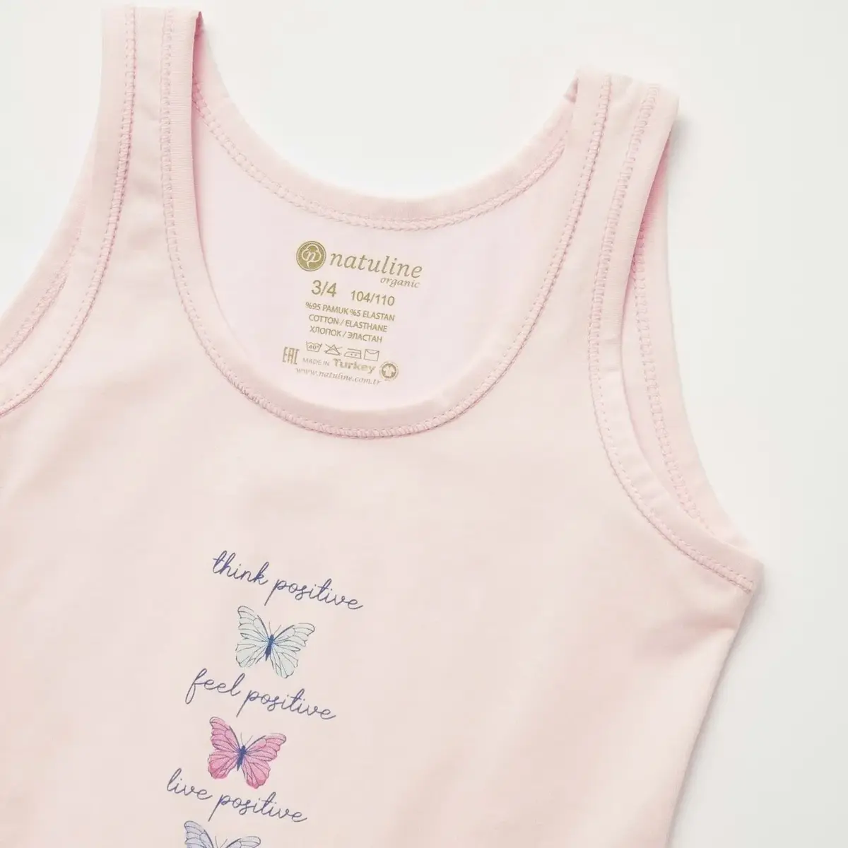Natuline Organik Atlet Likralı Positive Butterfly 2li Pembe - Sarı