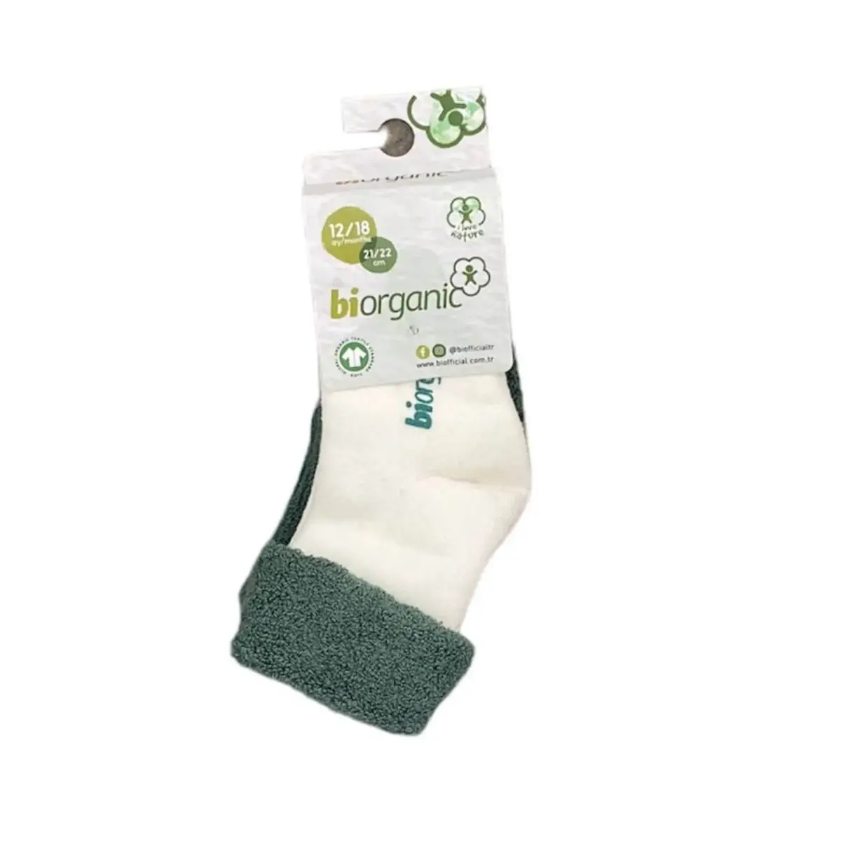 Bibaby Organik Çorap Soket 2li Havlu Kıvrık Colours Ekru - Nil Bibaby Organik Çorap Soket 2li Havlu Kıvrık Colours Ekru - Nil