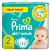 Prima Aktif Bebek Bezi 2 Beden Mini 4-8 Kg 72li Fırsat Paketi