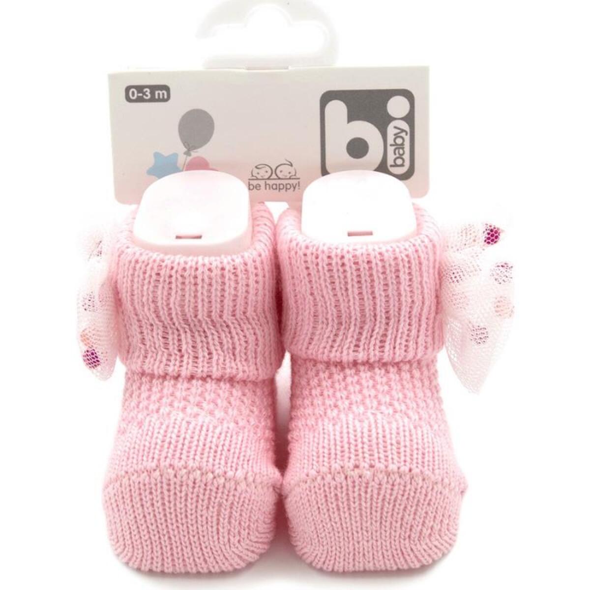 Bibaby Patik Çorap Fiyonklu Taş Pembe