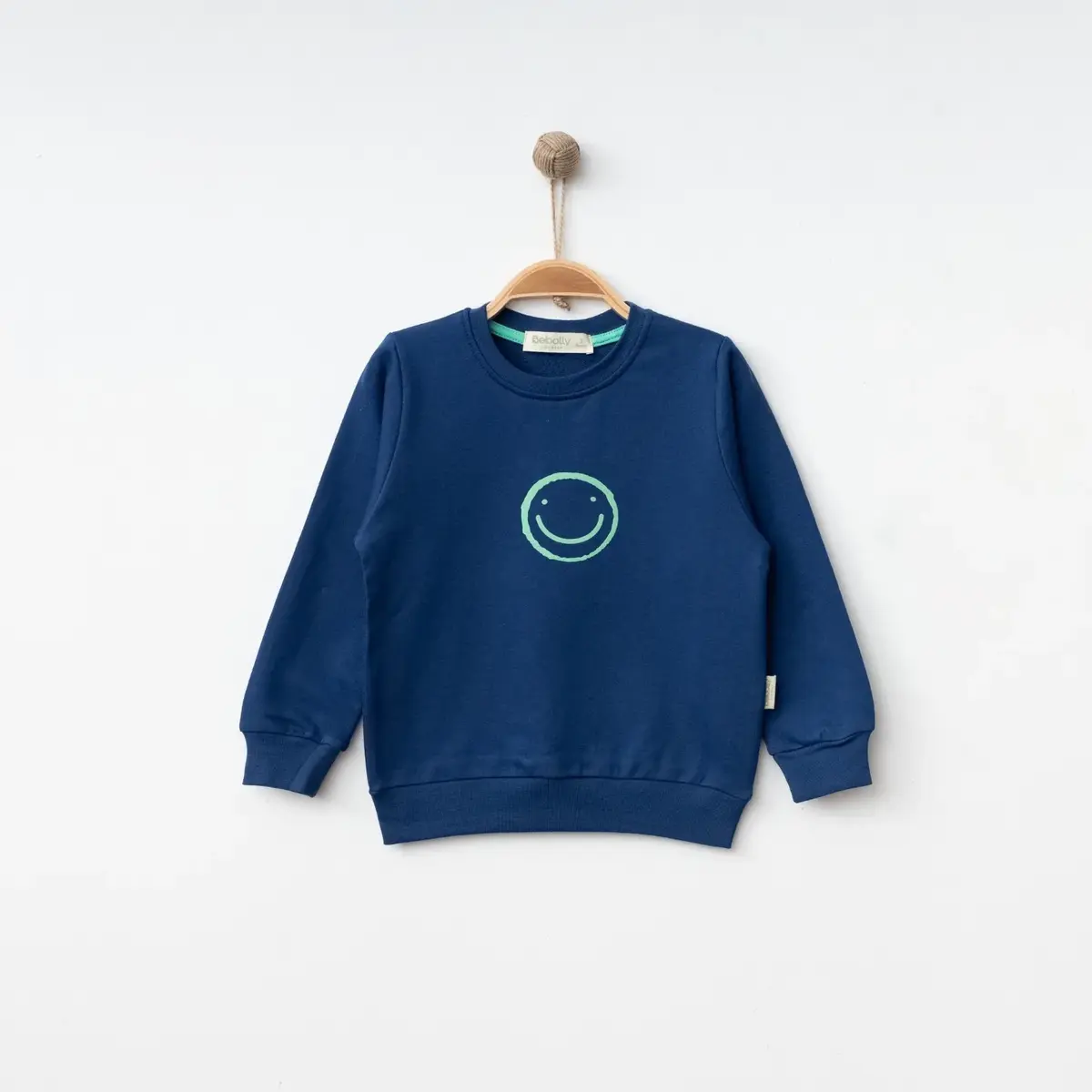 Bebolly Sweatshirt Gülenyüz Baskılı Lacivert