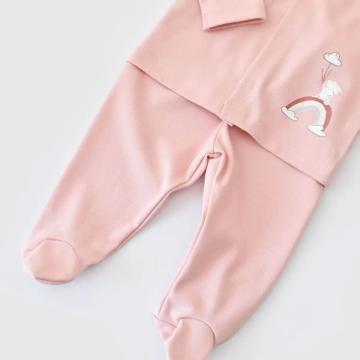 Bibaby Organik Pijama Takımı Live Color Rabbit Somon