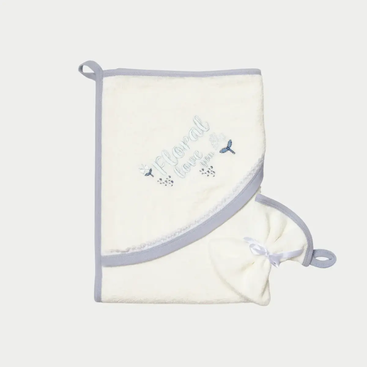 Bibaby Organik Bornoz Love Floral Ekru - Lila