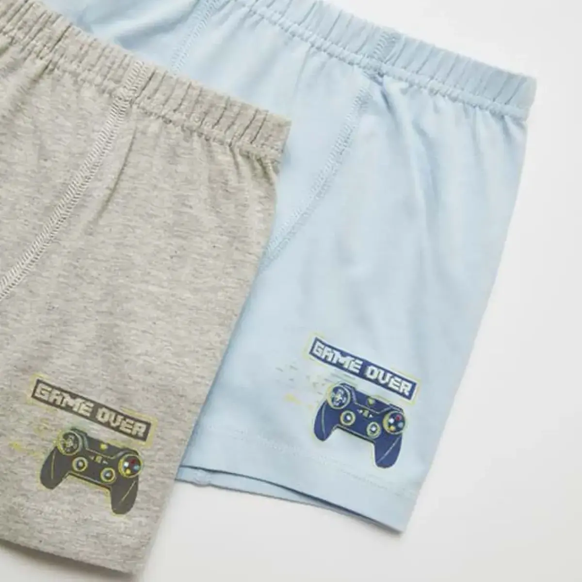 Natuline Organik Boxer Likralı Game Over 2li Mavi - Gri Melanj