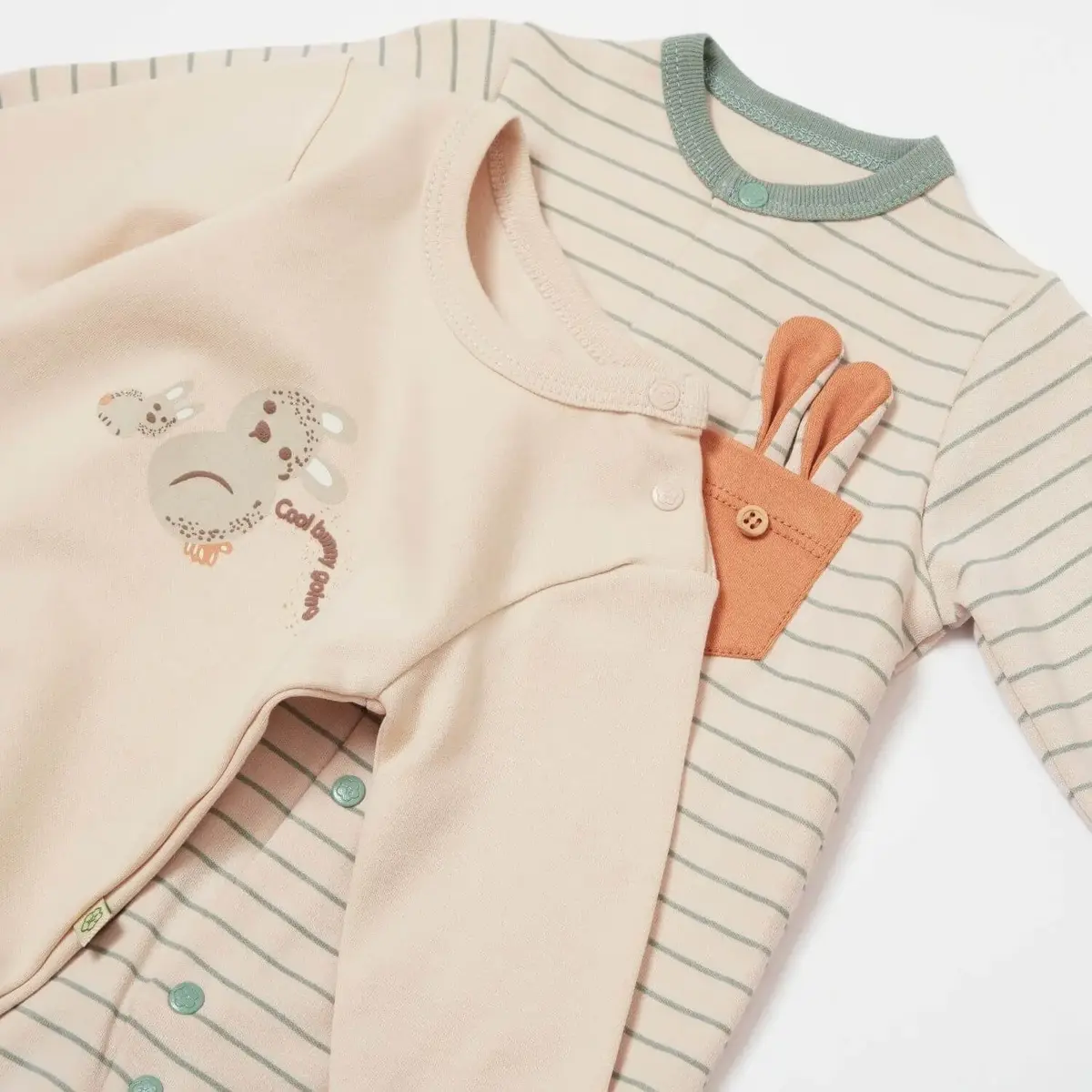 Bibaby Organik Tulum Takımı Tüllü Cool Lines Bunny Bej - Hardal