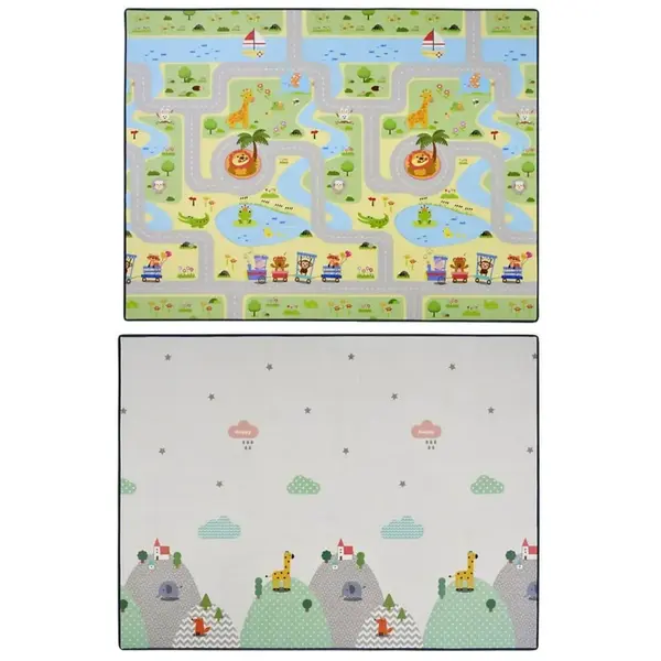 Coolmats Yeşil Parkur-Bulutlar ve Dağlar Oyun Halısı 140x200x1