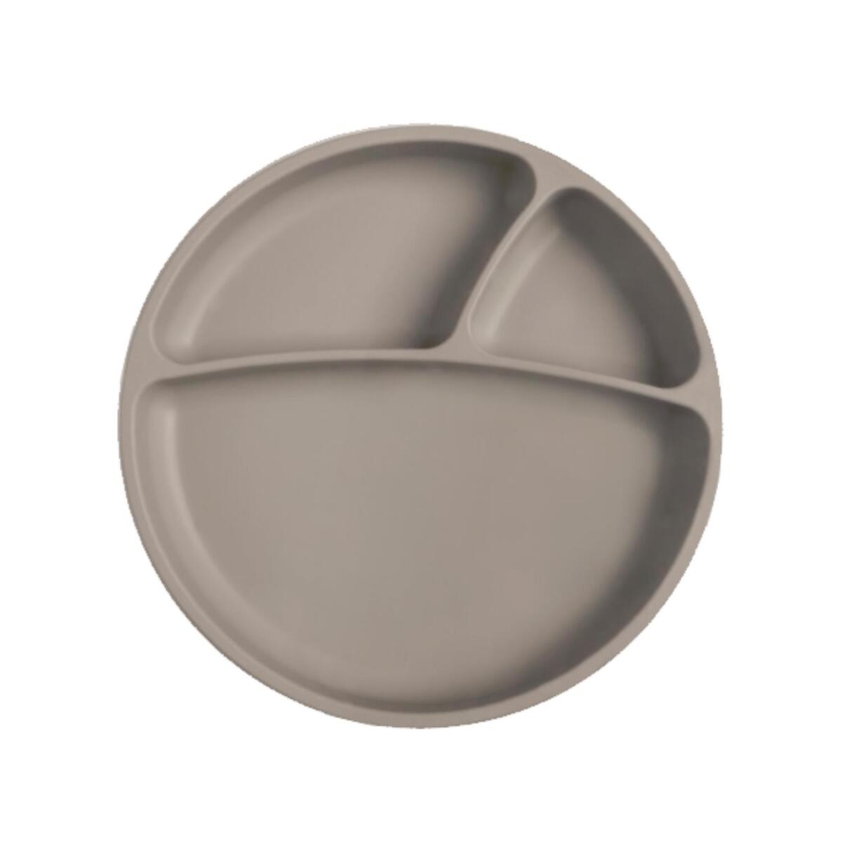 OiOi Vakum Tabanlı Silikon Tabak Porsiyon 6+ Ay Powder Grey