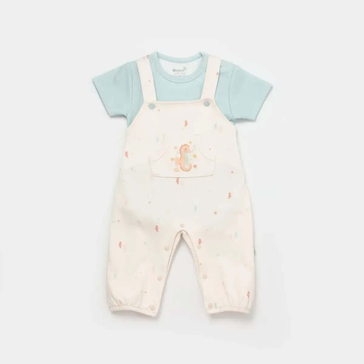 Bibaby Organik Salopet Tulum Save The Seahorse Bej - Mint