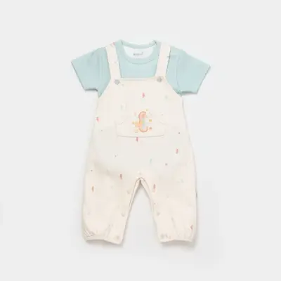 Bibaby Organik Salopet Tulum Save The Seahorse Bej - Mint