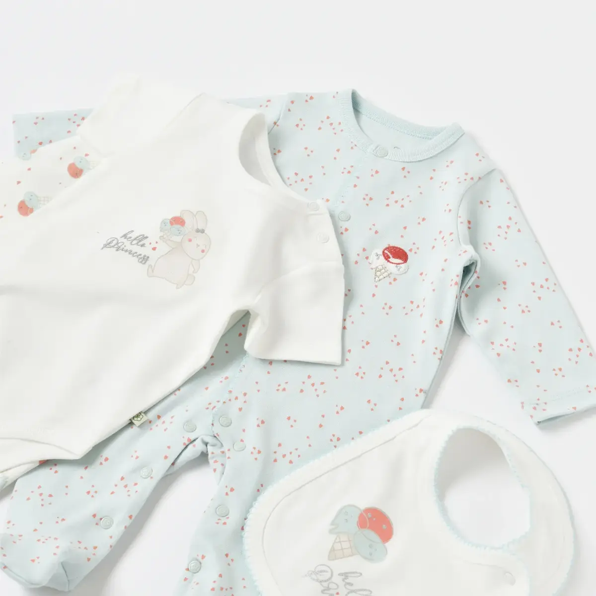 Bibaby Organik Tulum Takımı Tüllü Pretty Ears Bunny Mint - Ekru