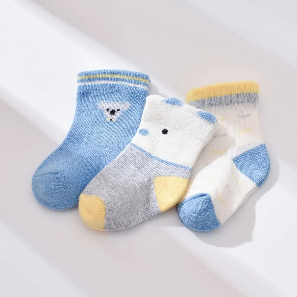 Bibaby Organik Çorap Soket 3lü Papyonlu Koala Mavi