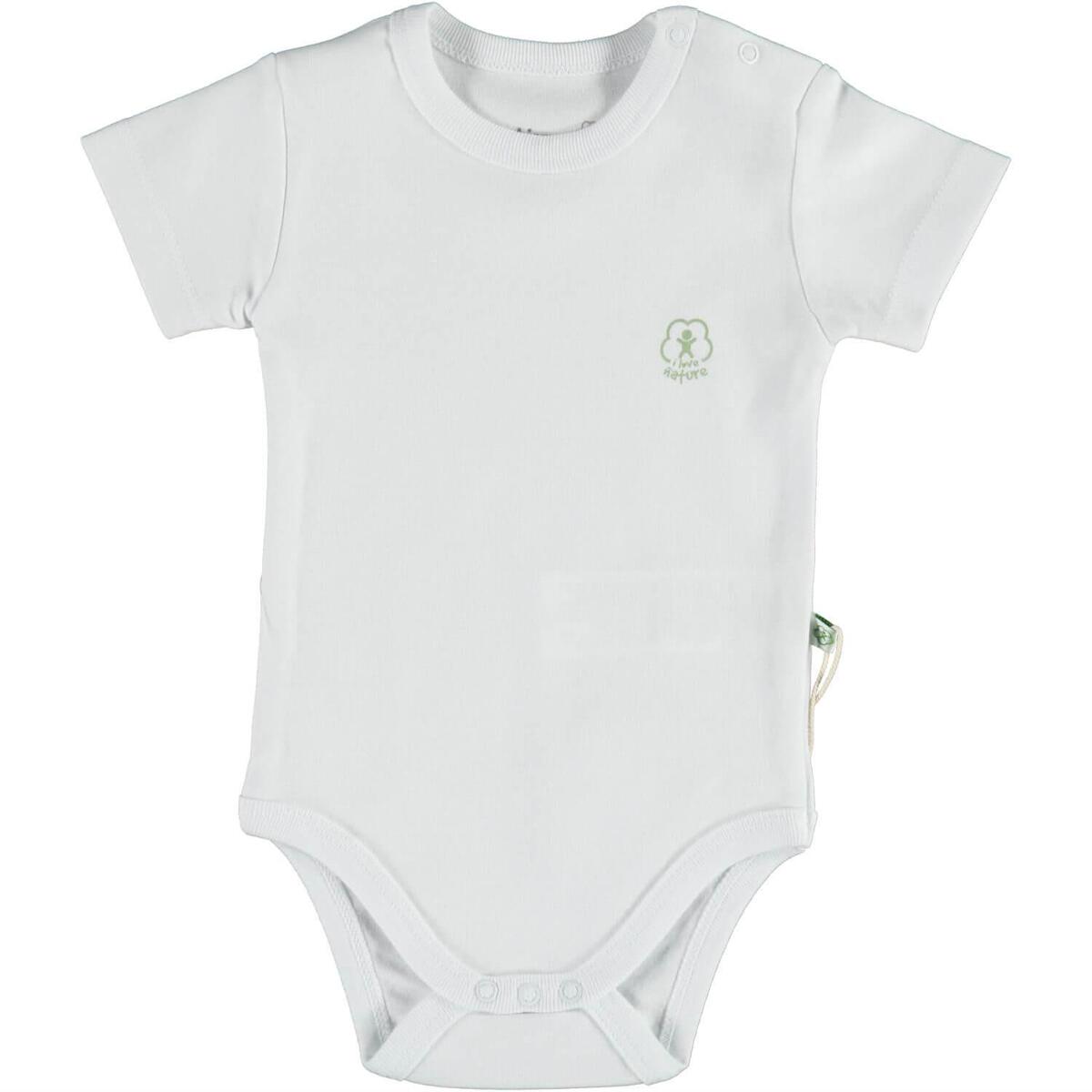Bibaby Organik Body Kısa Kol Basic Nature Beyaz