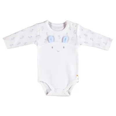 Bibaby Organik Body Rabbit Boy Kulaklı Ekru - Mavi