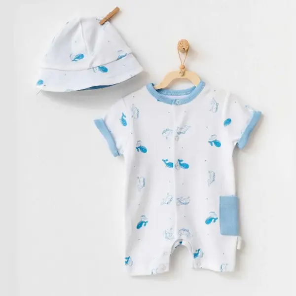 Andy Wawa Tulum Şapka Takım Cute Whale Beyaz