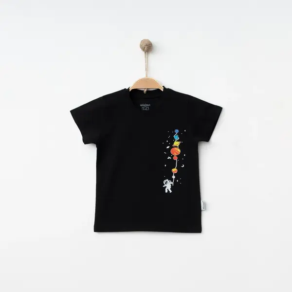 Winimo T-Shirt Uzay Baskılı Siyah
