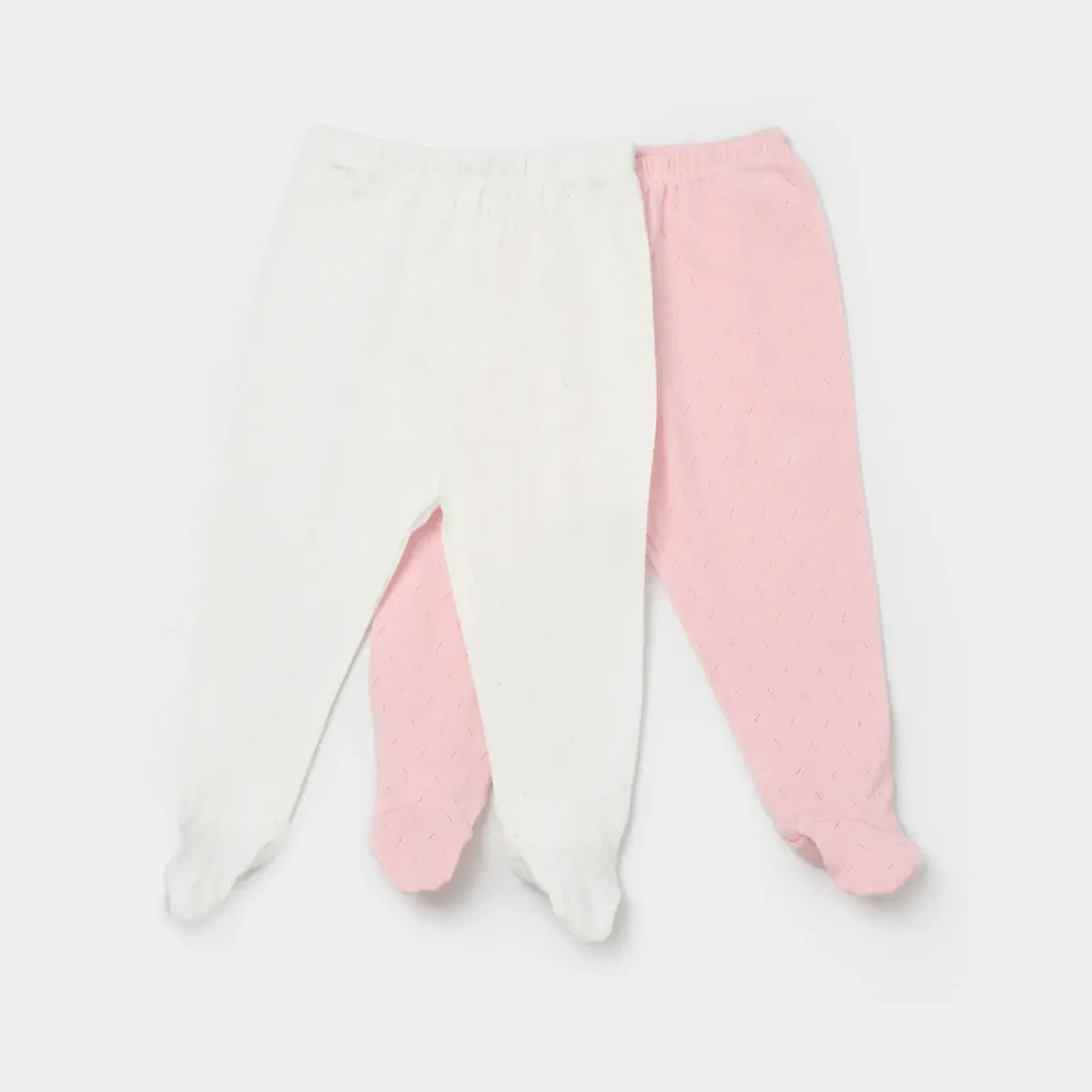 Bibaby Pantolon Patikli 2li Jakarlı Pembe - Ekru Bibaby Pantolon Patikli 2li Jakarlı Pembe - Ekru