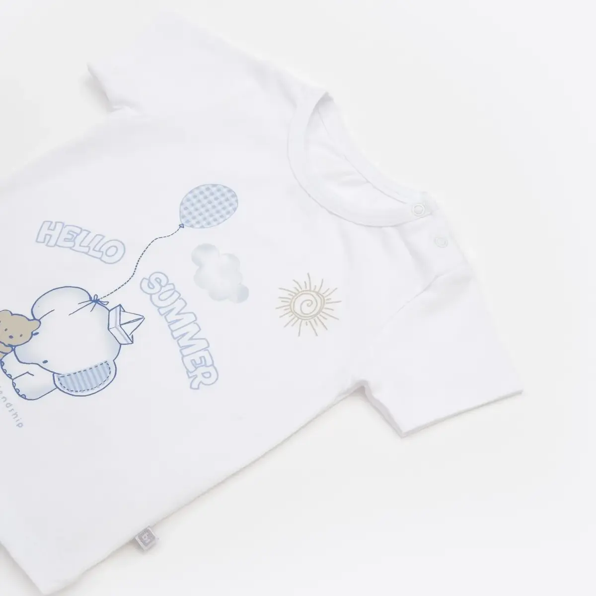 Bibaby 2li Takım Şortlu Mini Elephant Beyaz