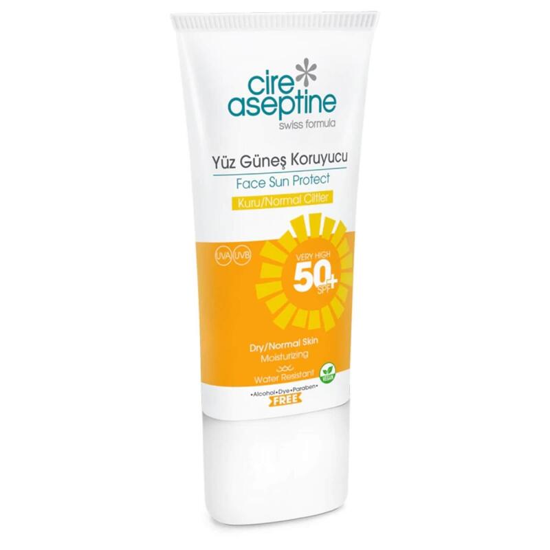 Cire Aseptine Yüz Güneş Koruyucu Kuru ve Normal Ciltler 50 SPF 50 ml