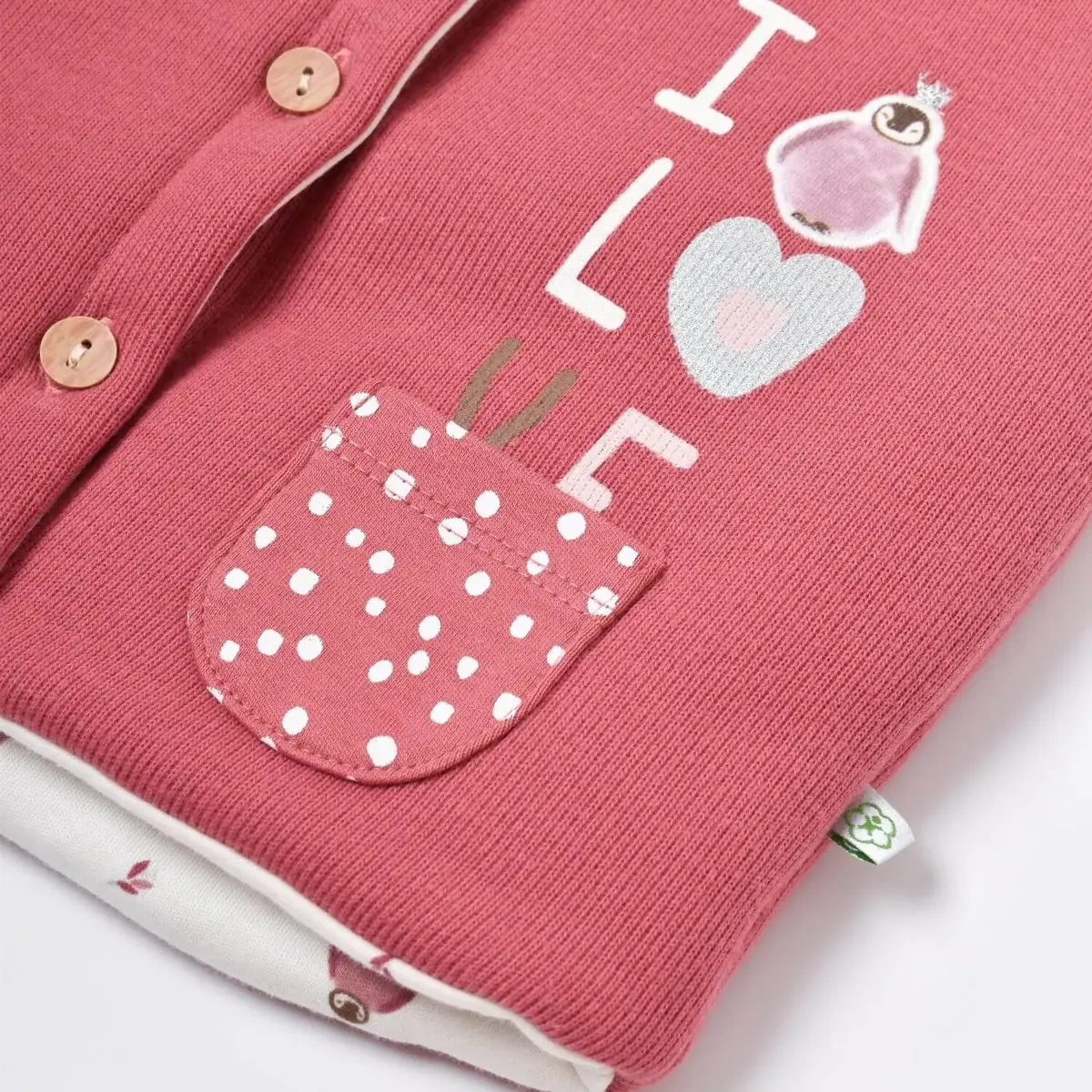 Bibaby Organik Yelek Little Love Rose Dry