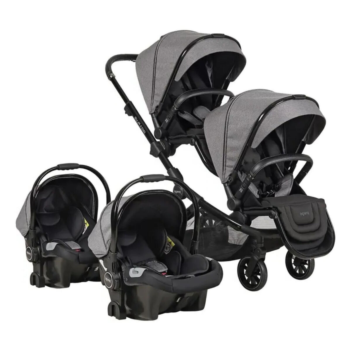 Prego 2223 Ibiza Plus Travel Sistem İkiz Bebek Arabası Gri